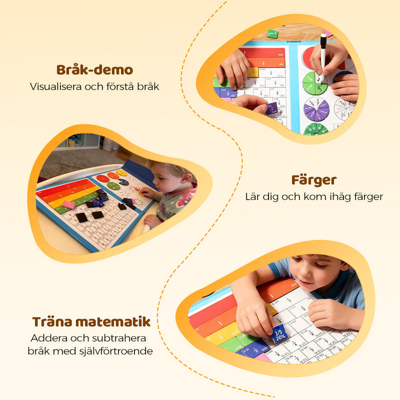 🧩 52 % RABATT! 🧲 Montessori brøkpuslespill – Magnetiske brikker, lærerikt og utvikler matteforståelse ✨