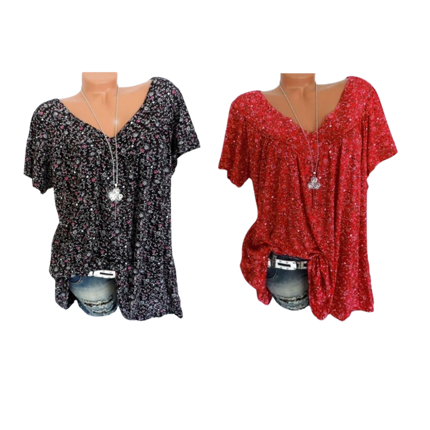 🌸 50% RABATT! Vårmode Kortärmad Tryckt Topp – Mjukt Linne & Romantisk Design!