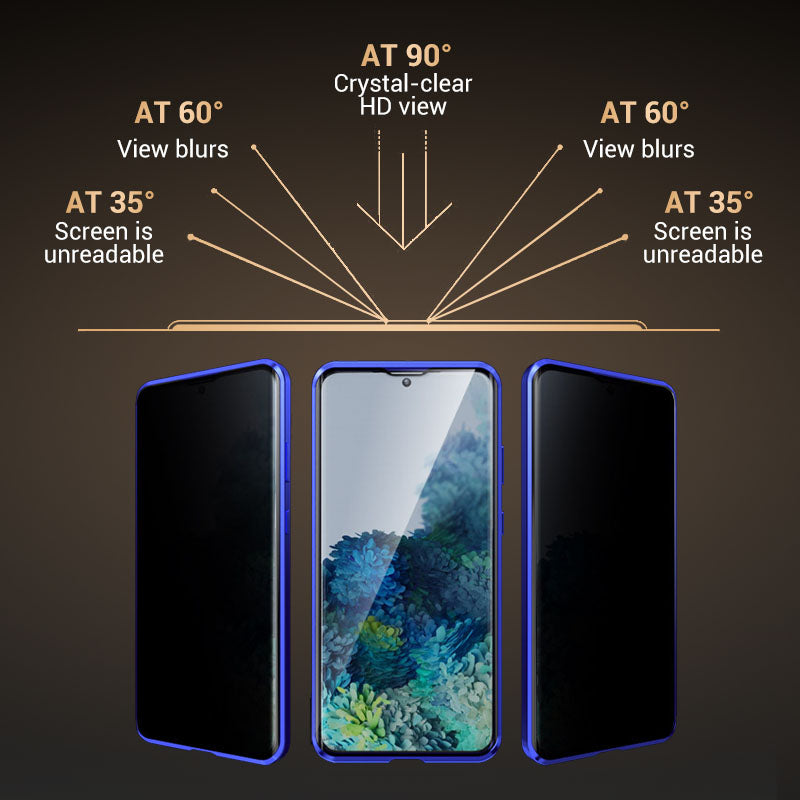 Anti-peeping Magnetiskt härdat glas dubbelsidigt telefonskal för Samsung S25-21-serien