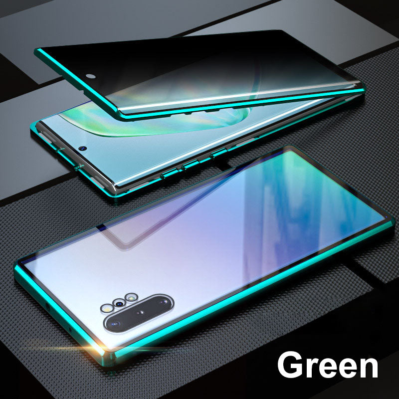 Anti-peeping Magnetiskt härdat glas dubbelsidigt telefonskal för Samsung S25-21-serien