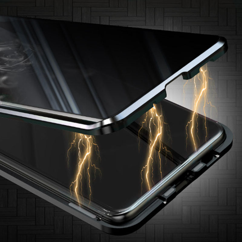 Anti-peeping Magnetiskt härdat glas dubbelsidigt telefonskal för Samsung S25-21-serien