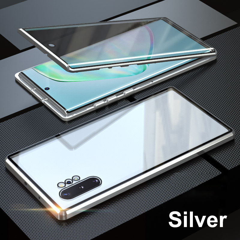 Anti-peeping Magnetiskt härdat glas dubbelsidigt telefonskal för Samsung S25-21-serien