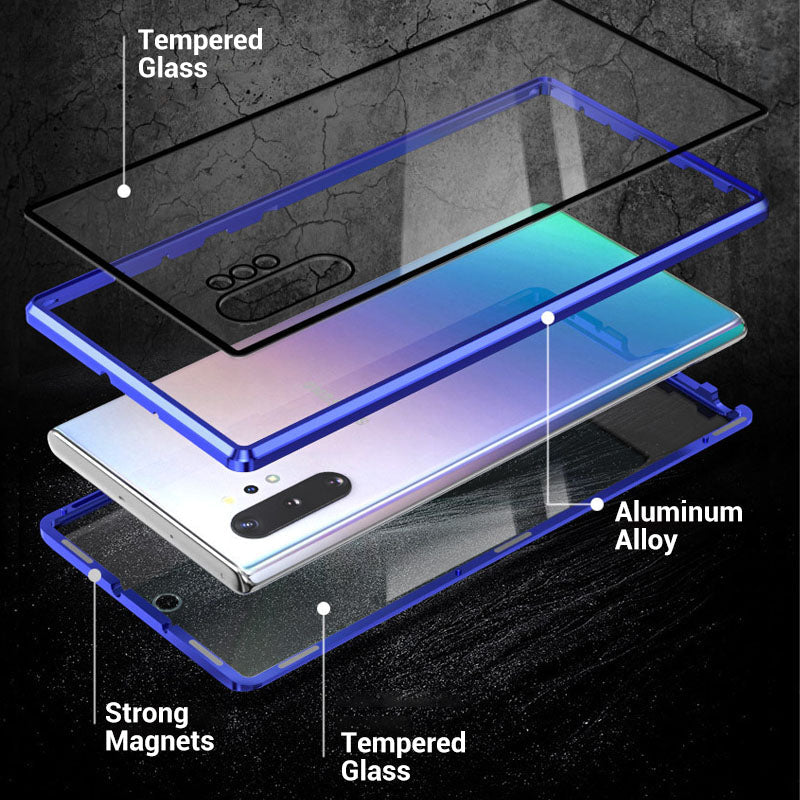 Anti-peeping Magnetiskt härdat glas dubbelsidigt telefonskal för Samsung S25-21-serien