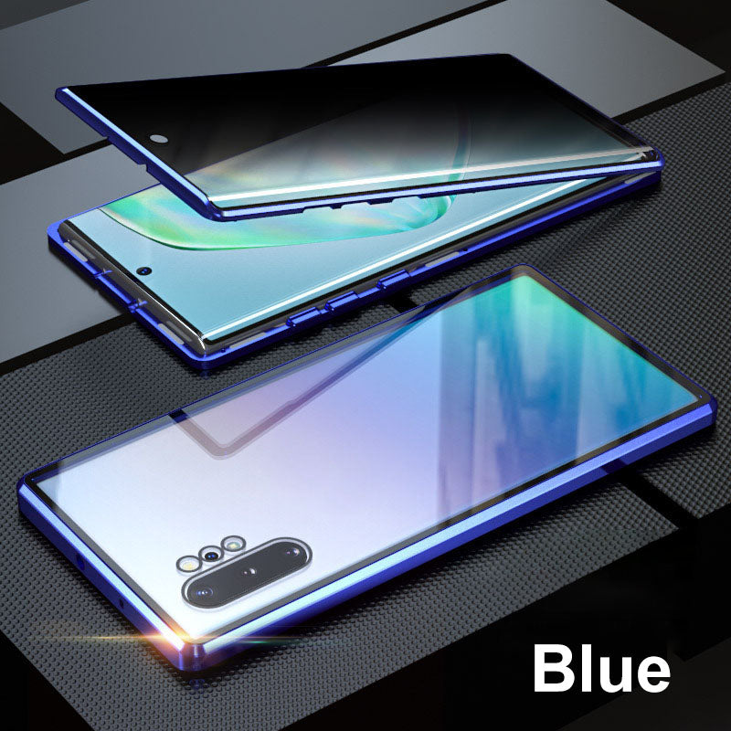 Anti-peeping Magnetiskt härdat glas dubbelsidigt telefonskal för Samsung S25-21-serien