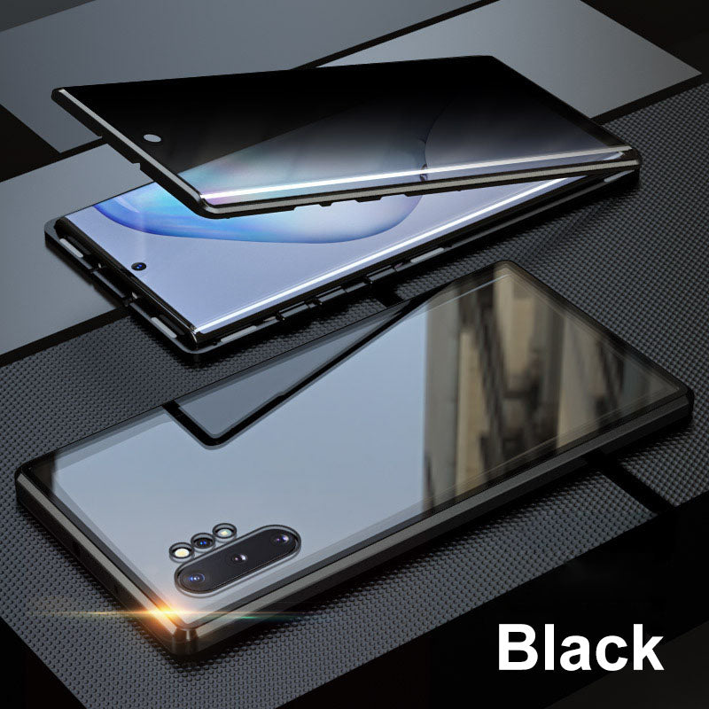 Anti-peeping Magnetiskt härdat glas dubbelsidigt telefonskal för Samsung S25-21-serien