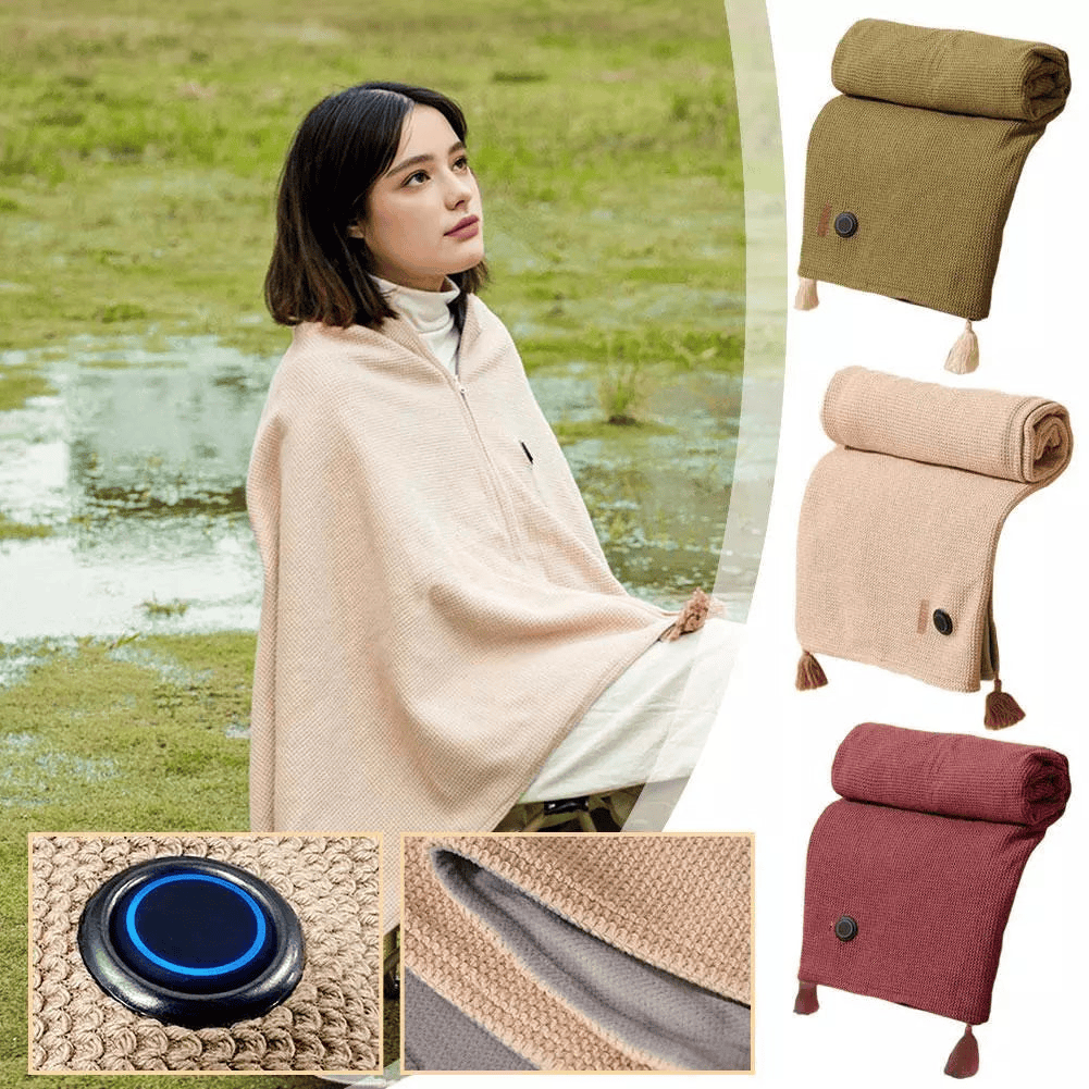 ❄️🔥 Bärbar elektrisk värmefilt och värmesjal – mjuk, värmande & perfekt för kalla vinterdagar 🧣✨