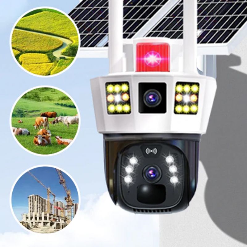 "🌞 360° Solpowerad Övervakning | 3-skärms Realtidsvisning 🌐 | 0 Elräkning 💚"