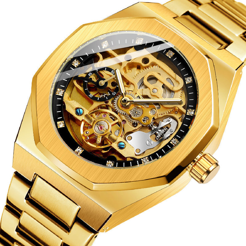 ⌚ LYXIG SKELETTUR - MÄSTARVERK I MECHANISK DESIGN 💎 Exklusiv visarfunktion - se klockans inre magi ⚙️ Automatisk rörelse - ingen batteribyte behövs ✅ 50 meters vattentålighet 💦 ✅ Safirglas för repfri klarhet 💎