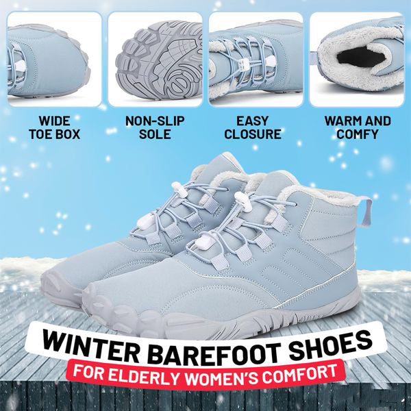 Halkfria och vattentÀta vinter barfota skor (unisex)