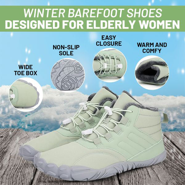 Halkfria och vattentÀta vinter barfota skor (unisex)