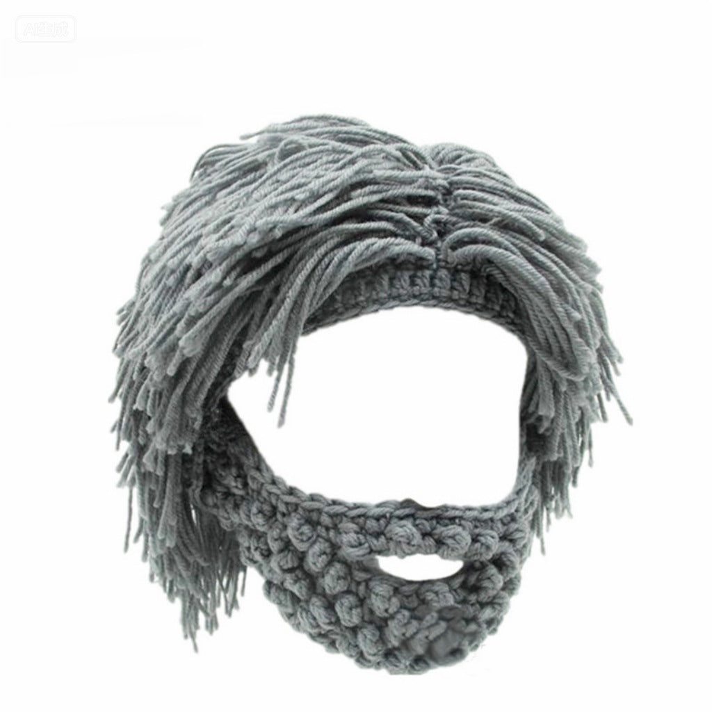 ⏰ 50 % RABATT! 🧔 Punkhatt med parykk og strikket skjegg – Enkel montering, realistisk stil og perfekt for cosplay 🎭