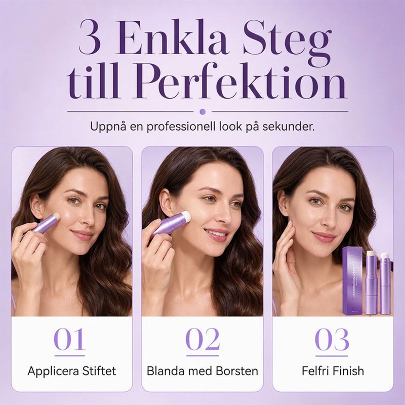 đâš 2-i-1-foundationstick med fĂ€rganpassning â krĂ€mig formula som anpassar sig efter hudtonen för en jĂ€mn och naturlig makeup đđž