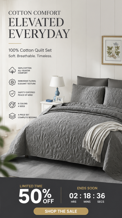 🛏️✨ Sängklädesset i 100 % bomull – enfärgad design, 4-delars set för en bekvämare sovmiljö 🌙