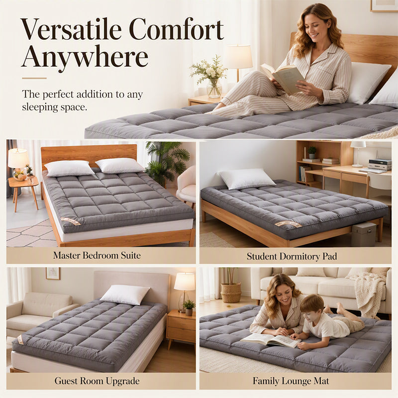 🛏️✨ Soft Quilted Mattress Topper – molnlik komfort, 3D-quiltning & andningsbart material för bättre sömn året runt ☁️💤