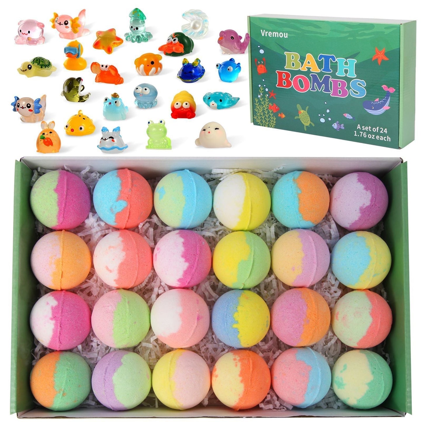 🛁 60% RABATT! 🎁 12-delars Badbombspresentpaket för Barn – Färgglada, Doftande & Hudvänliga ✨