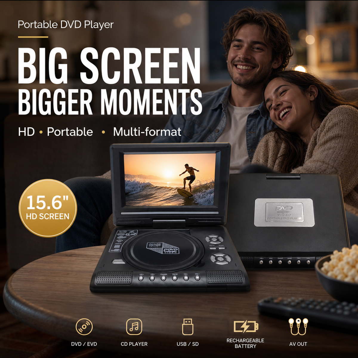📺🎬 Uppladdningsbar bärbar DVD-spelare med 7,8-tums HD-skärm – stöd för DVD, USB och SD-kort ✨💿