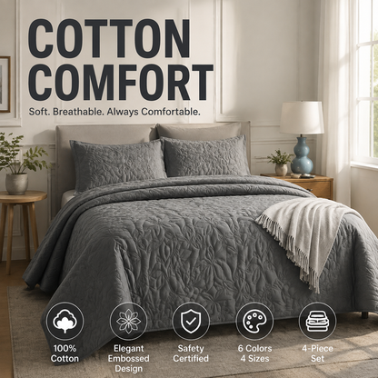 🛏️✨ Sängklädesset i 100 % bomull – enfärgad design, 4-delars set för en bekvämare sovmiljö 🌙