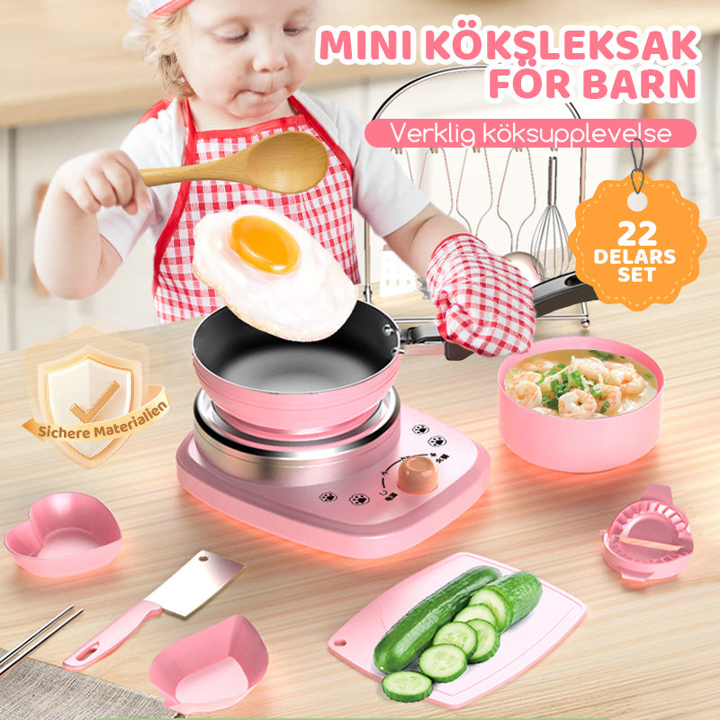 👧🏻 58% RABATT! 🎉 22-delars Mini-Köksleksak – Ljud & Ljus, Utvecklande & Realistisk Lek 🍳📦