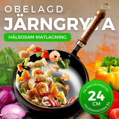 🍳🔥 Obelagd järnpanna – naturlig non-stick utan kemisk beläggning & hållbar matlagning ✨