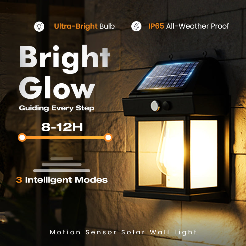 ☀️💡 Solcellsdriven vägglampa med rörelsesensor – IP65-vattenskydd, trådlös installation och smart utomhusbelysning 🏡✨