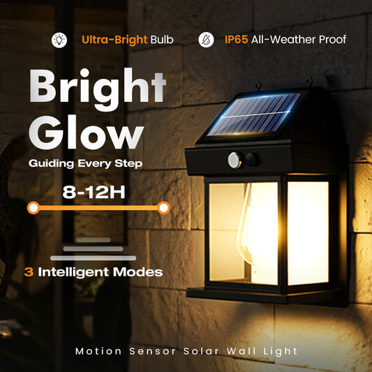 ☀️💡 Solcellsdriven vägglampa med rörelsesensor – IP65-vattenskydd, trådlös installation och smart utomhusbelysning 🏡✨