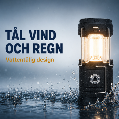 🏕️🔦 Solcellsdriven hopfällbar 2-i-1-lampa – bordslampa & ficklampa för camping och utomhusbruk ✨