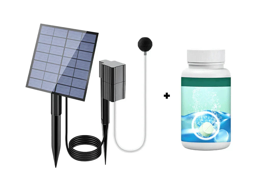 🌿 Solcellsdriven dammluftare – Sladdlös & syresätter vattnet | SPARA 50% idag! ✨