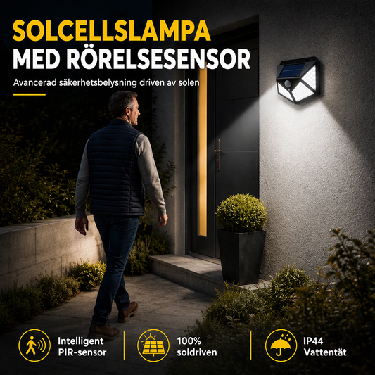 🌙✨ Solcellsdriven vägglampa med 100 LED – automatisk belysning utan elkostnad ☀️🏠