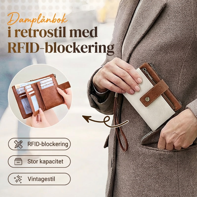 RFID-blockerande läderplånbok för kvinnor