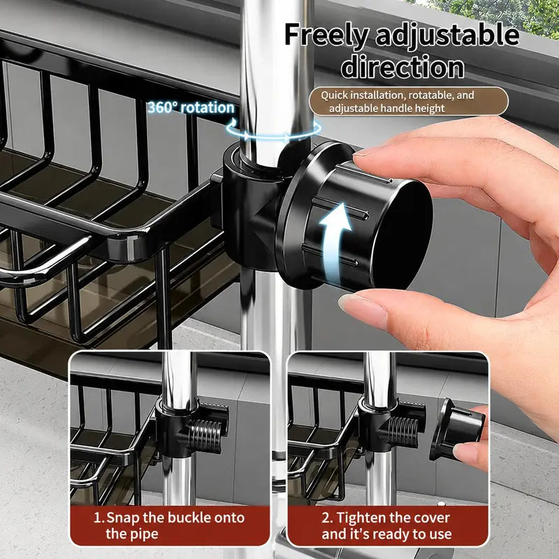 🧽🚰 Diskbänksställ i rostfritt stål för svamp och kran – smart förvaring för ett renare och mer organiserat kök ✨🏡