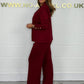 Gold Button Soft Knit Trouser Co-Ord