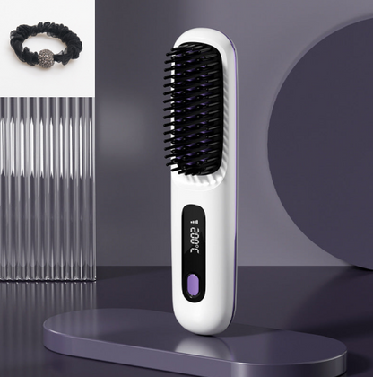 🔥Trådlös hårrätande kam med keramisk uppvärmning