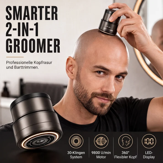 ⚡ 50 % RABATT NU! 🪒 2-i-1 smart elektrisk skallig rakapparat och skäggtrimmer – digital display, 30-blad & 360° flytande huvud – perfekt för jämn rakning 💈