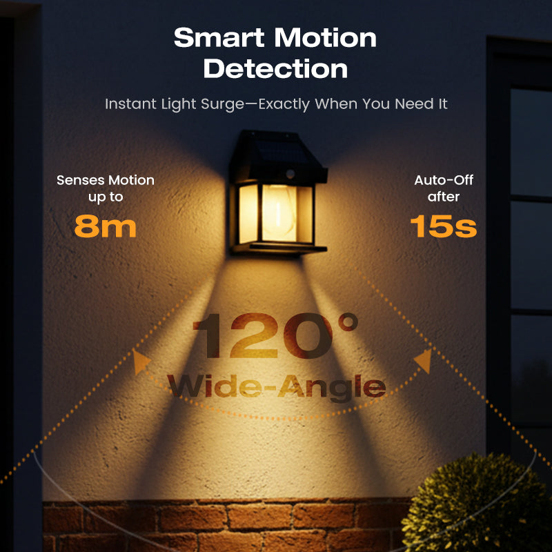 ☀️💡 Solcellsdriven vägglampa med rörelsesensor – IP65-vattenskydd, trådlös installation och smart utomhusbelysning 🏡✨