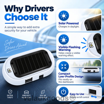 🚗☀️ Kompakt solcellsdriven LED-blinklampa med stöldskydd – smart säkerhet & tydlig synlighet 🚨