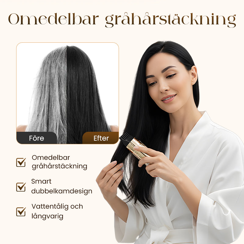 💇‍♀️ KÖP 2 FÅ 1 GRATIS! ✨ 2-i-1 Hårfärgningskam för Grått Hår - Snabb och Naturlig Täckning, Skonsam Formel för Användning Hemma 🌿📦