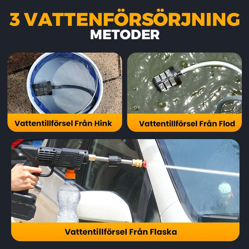 💦 69% RABATT 2025! ✨ Bärbar Sladdlös Högtryckstvätt - 20000mAh Batteri & 4 Munstycken för Bil, Cykel och Trädgård 🚗🌿
