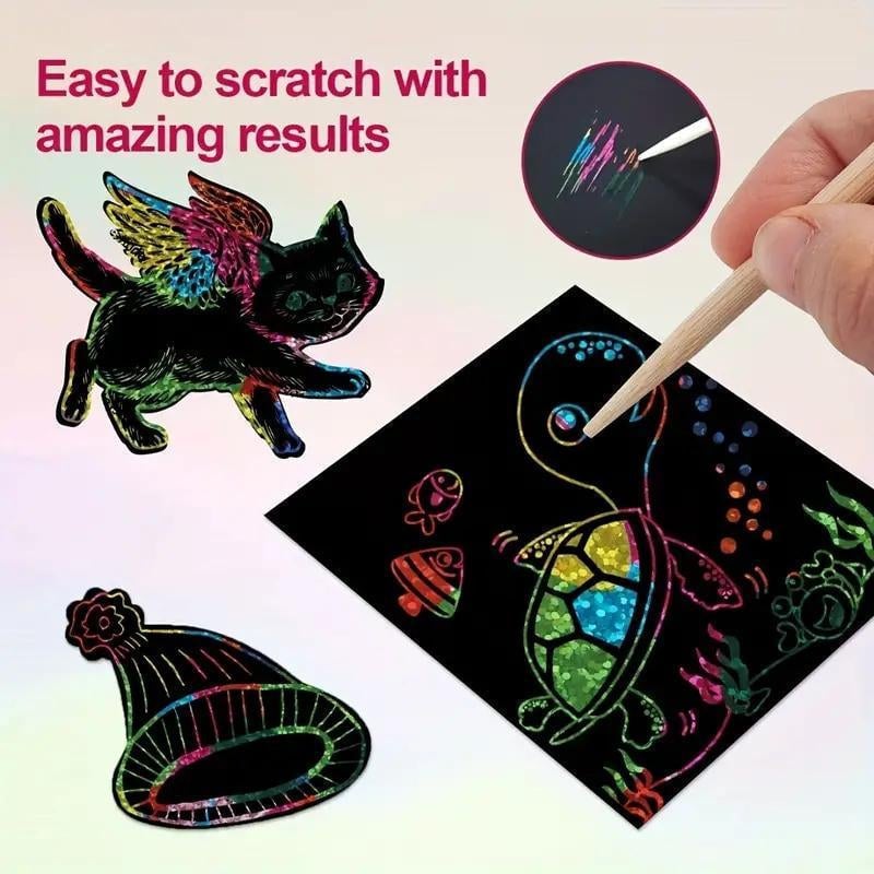 🎅Julklapp 61%OFF-【100 st/1 Set】DIY Rainbow Magic Scratch Paper Art Set