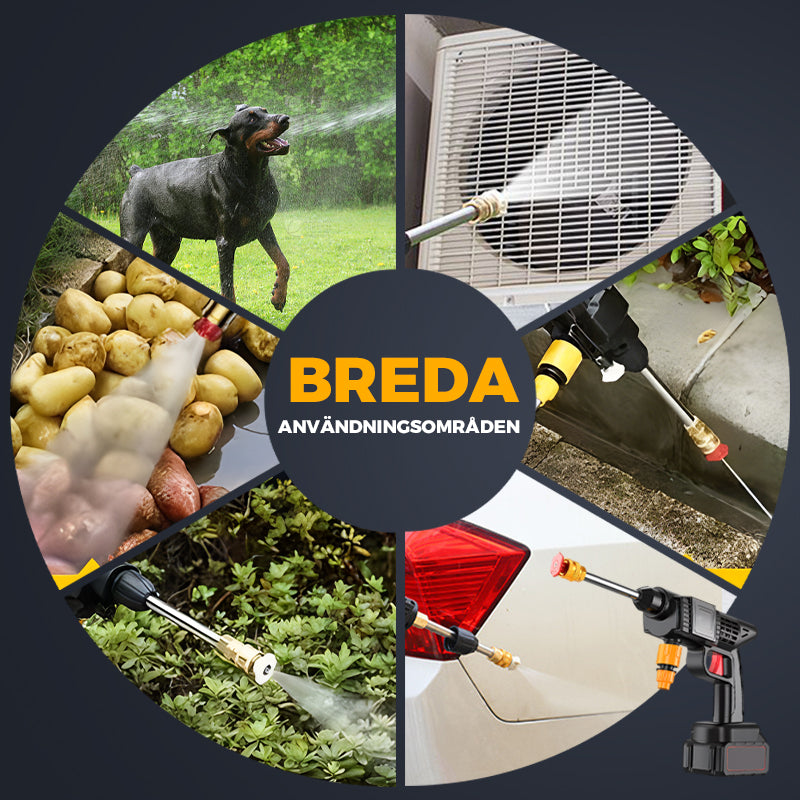 💦 69% RABATT 2025! ✨ Bärbar Sladdlös Högtryckstvätt - 20000mAh Batteri & 4 Munstycken för Bil, Cykel och Trädgård 🚗🌿