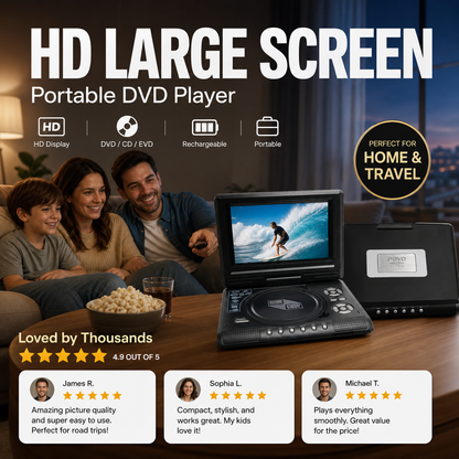 📺🎬 Uppladdningsbar bärbar DVD-spelare med 7,8-tums HD-skärm – stöd för DVD, USB och SD-kort ✨💿