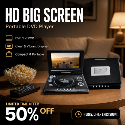 📺🎬 Uppladdningsbar bärbar DVD-spelare med 7,8-tums HD-skärm – stöd för DVD, USB och SD-kort ✨💿