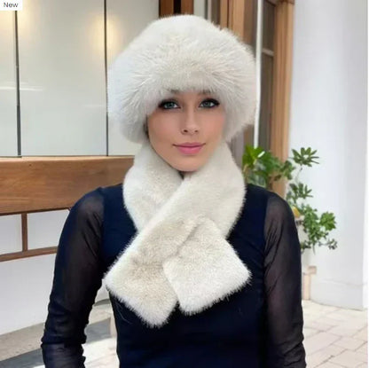 🧣50% RABATT❄️Fluffig Pälskeps + Halsduk – Supervarm, Mjuk & Komplett Vinterset 🎁