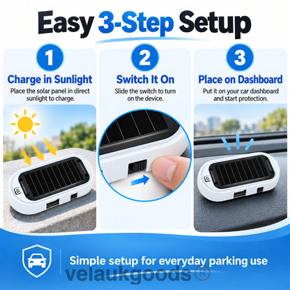 🚗☀️ Kompakt solcellsdriven LED-blinklampa med stöldskydd – smart säkerhet & tydlig synlighet 🚨
