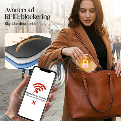 RFID-blockerande läderplånbok för kvinnor