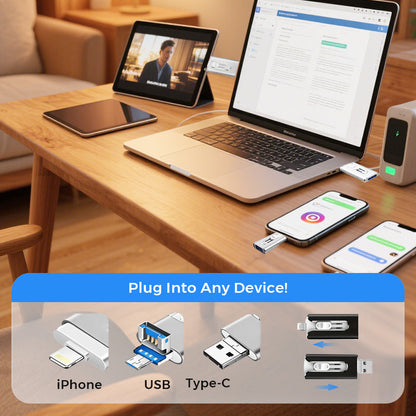 📱⚡ 4-i-1-minne för iPhone, Android & PC – överför foton snabbt & frigör lagringsutrymme 💾✨