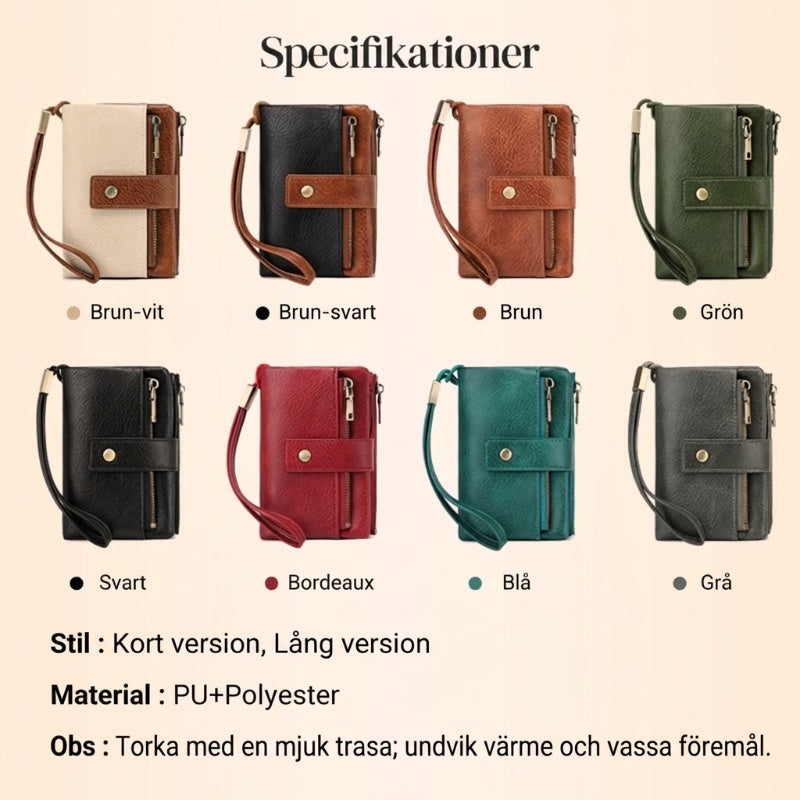 RFID-blockerande läderplånbok för kvinnor