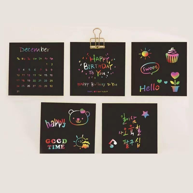 🎅Julklapp 61%OFF-【100 st/1 Set】DIY Rainbow Magic Scratch Paper Art Set