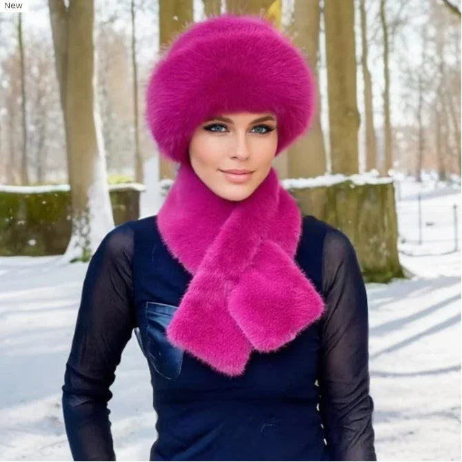 🧣50% RABATT❄️Fluffig Pälskeps + Halsduk – Supervarm, Mjuk & Komplett Vinterset 🎁