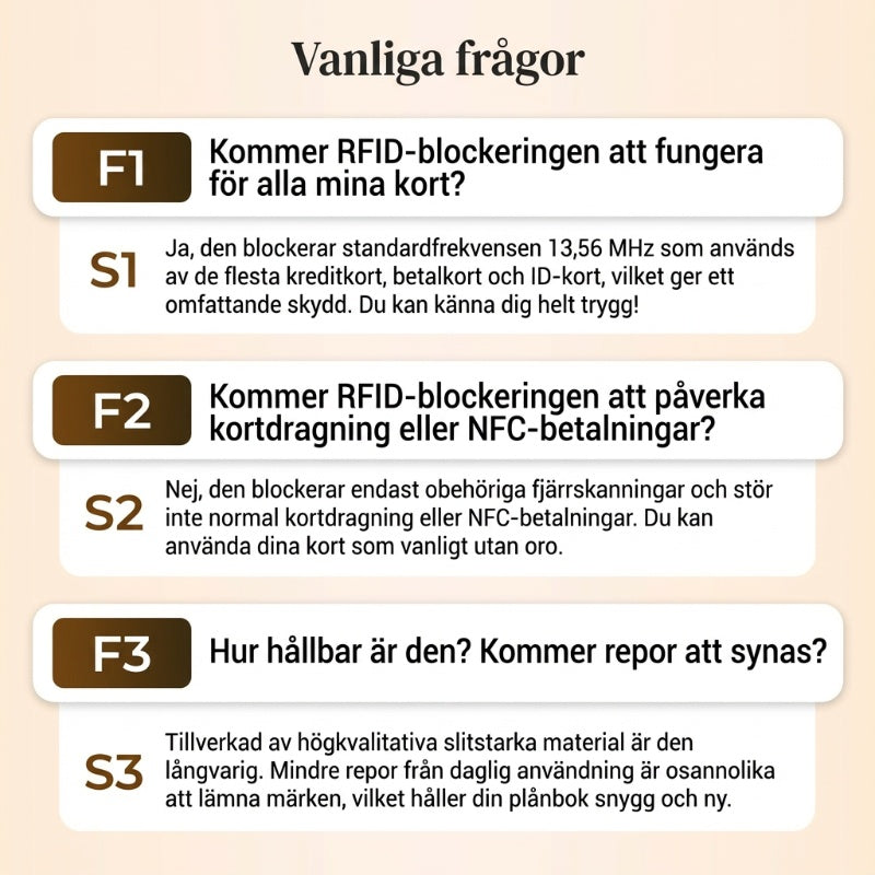 RFID-blockerande läderplånbok för kvinnor