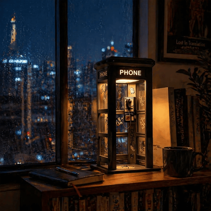 ✨ Vintage telefonkiosk-stämningslampa